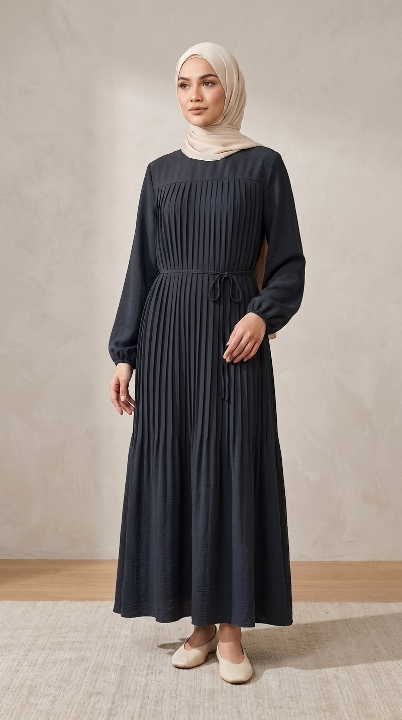 RIBBED LONG DRESS WITH BELT