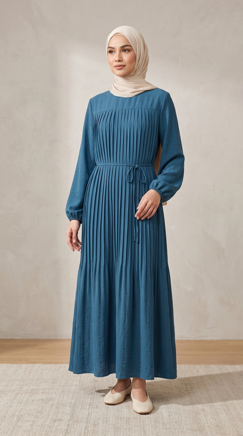 RIBBED LONG DRESS WITH BELT